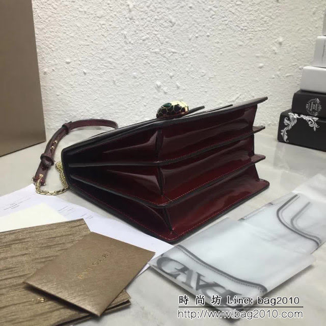 BVLGARI寶格麗 專櫃新款 蛇頭扣環 漆皮手提肩背斜挎包 可拆卸肩帶 38329 FYD1394